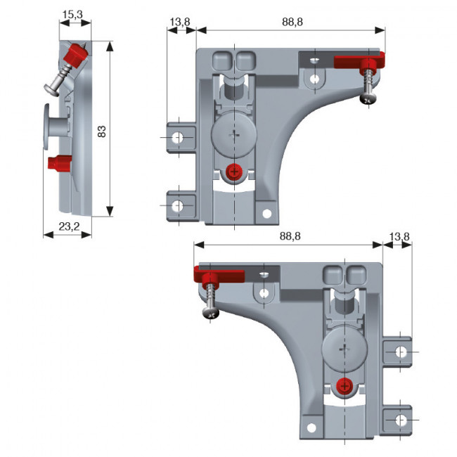 COLGADOR OCULTO REGULABLE LIBRA ALTURA 6MM. SISTEMA ANTIDESCOLGAMIENTO. REGULACIÓN VERTICAL E HORIZONTAL. ACERO ZINCADO