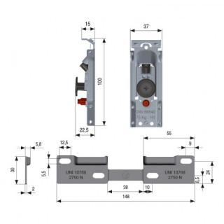JUEGO COLGADOR LIBRA H1 ZINCADO CON PLACA FIJACION POR TORNILLOS  (2COLGADORES + 1PLACA DOBLE) 2