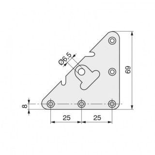 ESCUADRA COLGADOR 304/000. ACERO. GALVANIZADO. 6 TALADROS. ALTURA 69MM 2