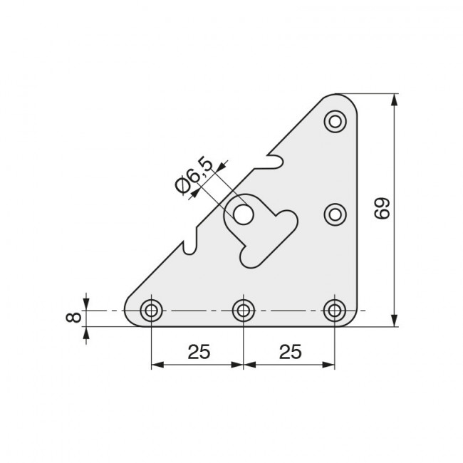 ESCUADRA COLGADOR 304/000. ACERO. GALVANIZADO. 6 TALADROS. ALTURA 69MM