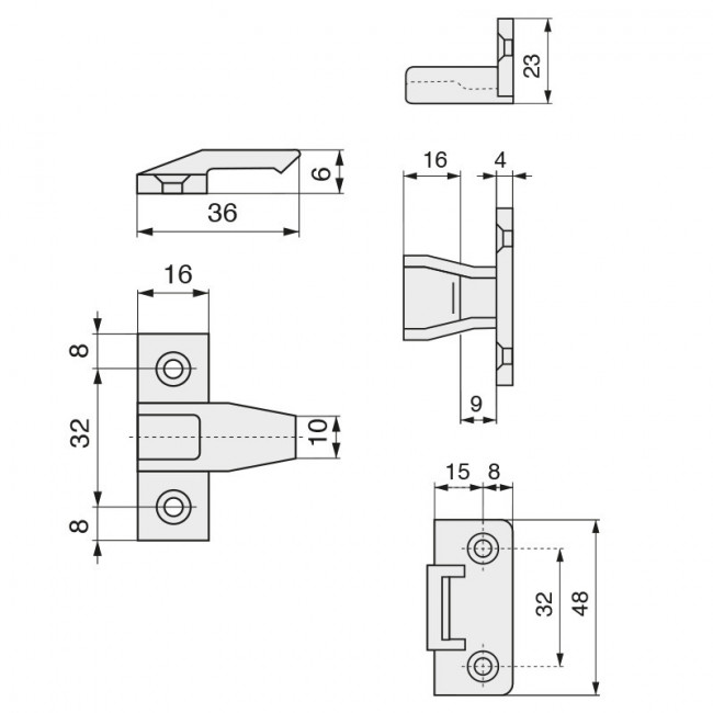 HERRAJES KEKU EN-A PARA UNIÓN PANELES PLASTICO NEGRO. PARA ENCASTRAR.