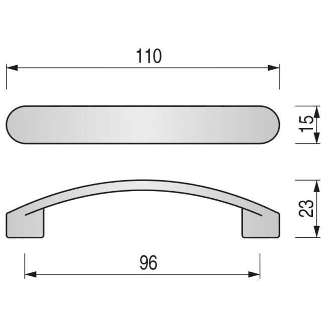 TIRADOR ZMK COLMENA L110 C96 RAL9006
