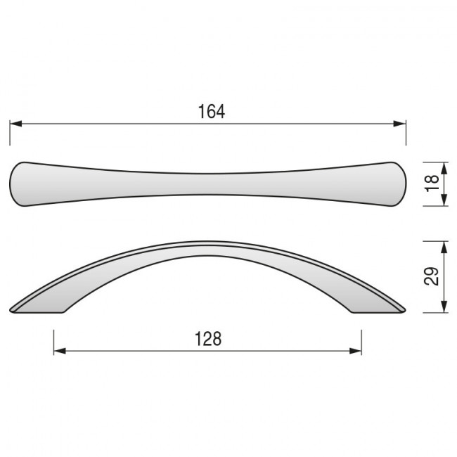 TIRADOR ZMK CARLO C128 L164 RAL9006