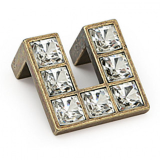 TIRADOR DE ZAMAK CON CRISTAL DE BOHEMIA 38X38 MM BRONCE