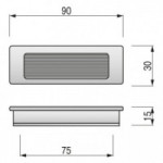TIRADOR EMBUTIR ZMK CASTO RECT 90x30 ANTICA FIRENZE P/POSICION HORIZONTAL/VERTICAL.