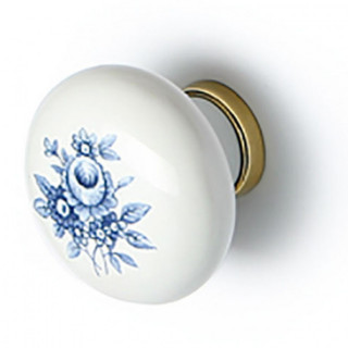 POMO PORCELA AROMA FLOR AZUL BLANCO / ORO 35mm