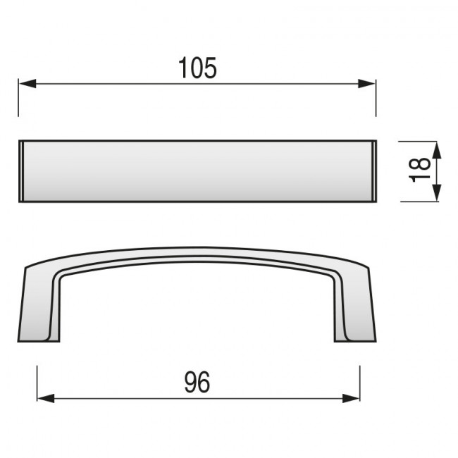 TIRADOR PLASTICO KAMELYA 96mm CROMO RAL
