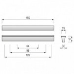 TIRADOR PLÁSTICO TRAMA C64/96/128 RAL9006  L150