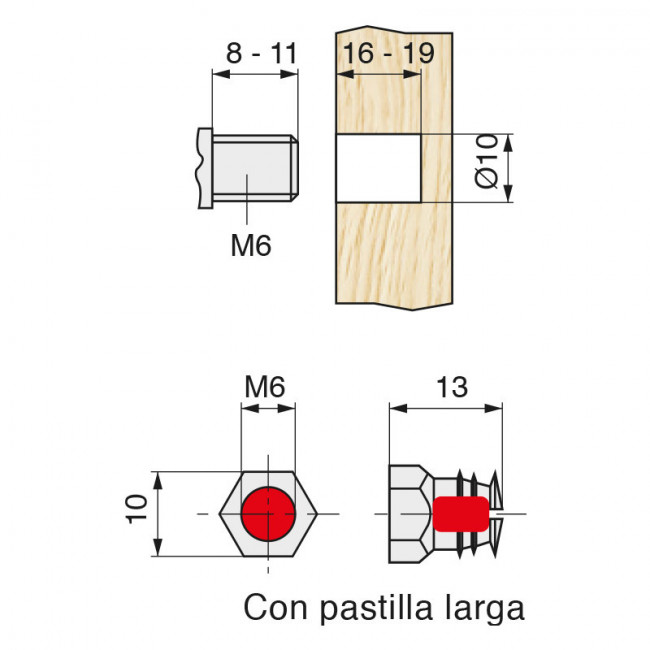 TUERCA EXPANSIBLE LATON M6-13 C/BOLA  PARA TALADRO DIAMETRO 10mm. TUERCA EXPANSIBLE LATON M6-13 C/BOLA  PARA TALADRO DIAMETRO 10mm.