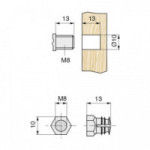 TUERCA EXPANSIBLE LATON M8-13 SIN PASTILLA  PARA TALADRO 10mm.