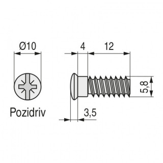TORNILLO DE CAZOLETA. ACERO. ZINCADO. CABEZA OVAL CON HOMBRO. 2 POZI/SLOT. M6 2
