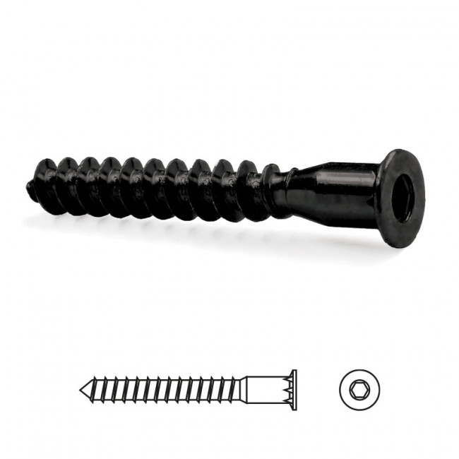 TORNILLO AUTORROSCANTE ROSCA MADERA. CABEZA PLANA AVELLANADA. ALLEN. NEGRO PAVONADO. ZINCADO. PACK DE 1.000