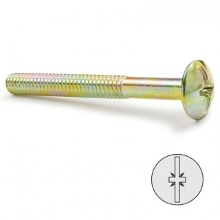TORNILLO CABEZA BOMBATA KOMBY. ACERO. BICROMATADO. M6 / M8. PHILLIPS. FIJACIÓN CON ALOJAMIENTO AVELLANADO