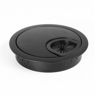 PASACABLE DE SOBREMESA PALMA. ZAMAK. NEGRO. EMPOTRADO. DIÁMETRO 60MM