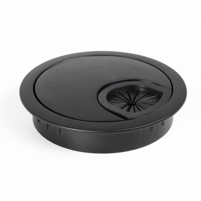 PASACABLE DE SOBREMESA PALMA. ZAMAK. NEGRO. EMPOTRADO. DIÁMETRO 60MM