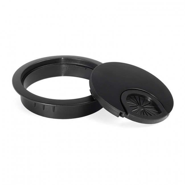 PASACABLE DE SOBREMESA PALMA. ZAMAK. NEGRO. EMPOTRADO. DIÁMETRO 60MM