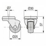 RUEDA GIRATORIA RODA A/PLAST.GRIS Ø25 TP ZINCADO