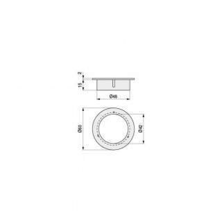 ARO PASACABLE SIN TAPA PARA EMBUTIR 48mm PLASTICO GRIS  VALIDO COMO RESPIRADOR EN CAMAS NIDO. H15. 2