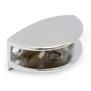 SOPORTE DE CRISTAL MEDIA LUNA. ZAMAK. CROMO. ESPESOR 6MM