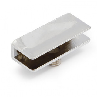 SOPORTE RECTANGULAR PARA CRISTAL. ZAMAK. CROMO