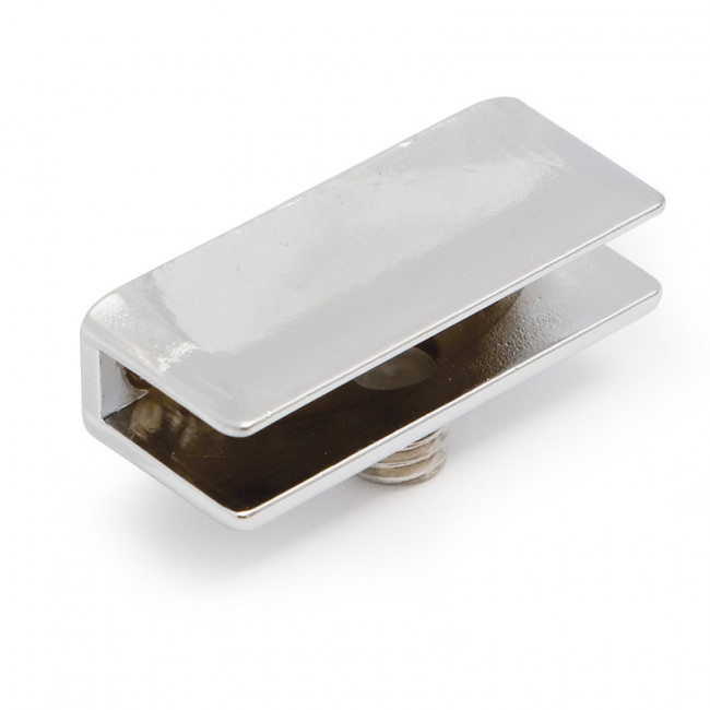 SOPORTE RECTANGULAR PARA CRISTAL. ZAMAK. CROMO
