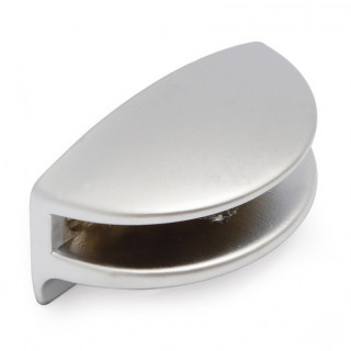 SOPORTE MEDIA LUNA PARA CRISTAL. ZAMAK. CROMO MATE. ESPESOR 6MM