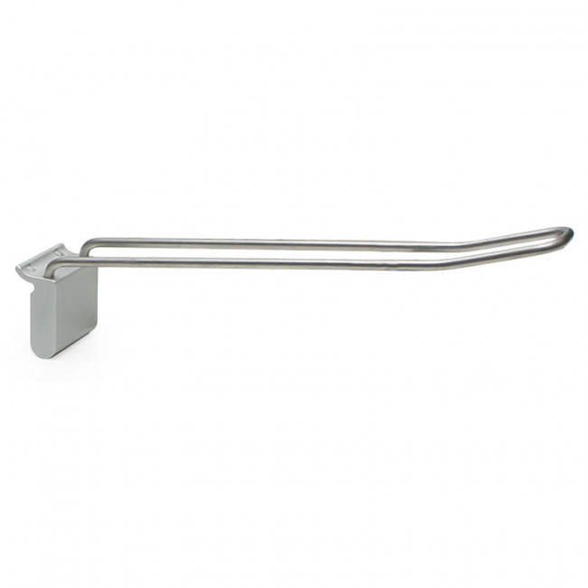 ENGANCHE COLGADOR DOBLE PARA EXPOSITOR. ALUMINIO-HIERRO. PLATA MATE / CROMO - ZOBAL