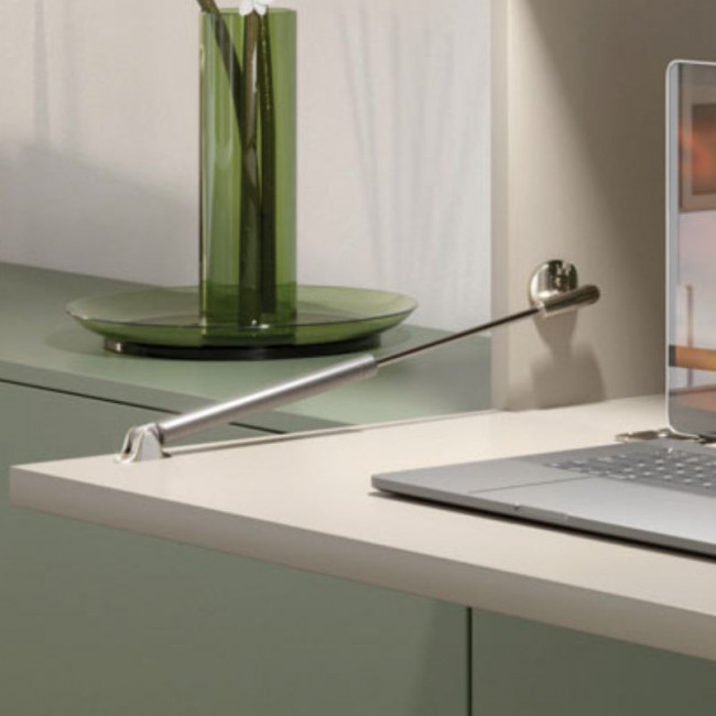 PISTÓN KRABY DESK DESCENDENTE QUE CREA UN ESCRITORIO. GRIS METALIZADO. PARA PUERTA DE ARMARIO DESCENDENTE