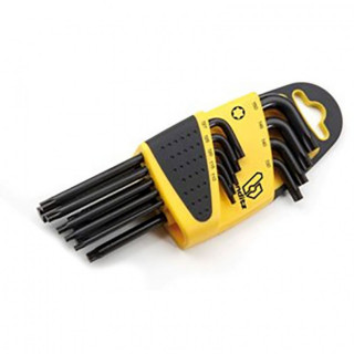 JUEGO DE LLAVES TORX TORX 9PZS. ACERO. ACABADO NEGRO. PLEGABLE