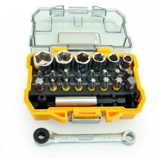 JUEGO DE PUNTAS Y VASOS. ACERO. CARRACA REVERSIBLE - DEWALT