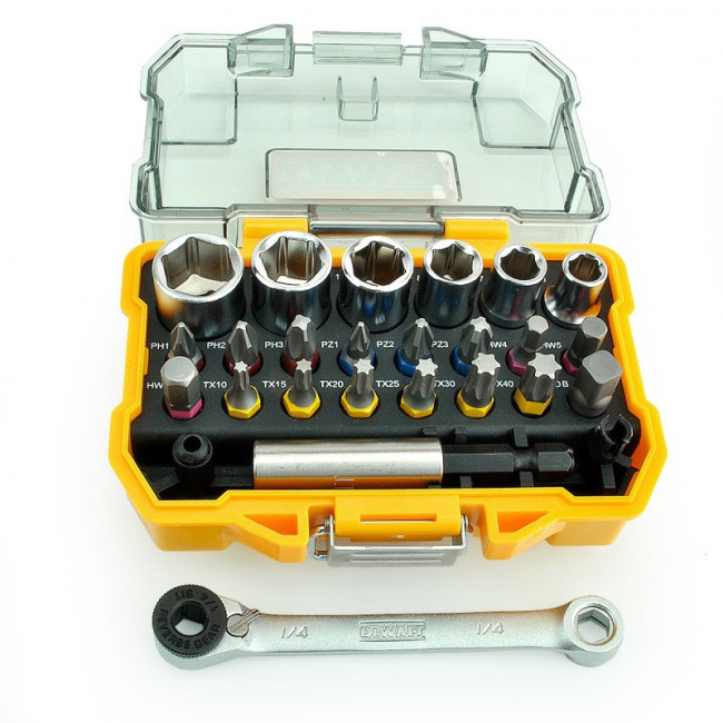 JUEGO DE PUNTAS Y VASOS. ACERO. CARRACA REVERSIBLE - DEWALT