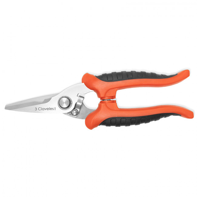 TIJERA CORTATODO. MICRODENTADA. MANGO AISLANTE. LONGITUD 17,5CM - 3 CLAVELES