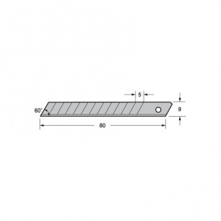 CUCHILLA DE RECAMBIO. ACERO. BISEL 60°. ANCHO 9MM. PACK DE 10 UNIDADES - TAJIMA