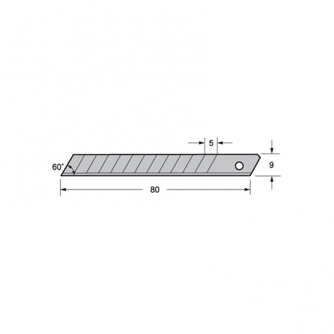 CUCHILLA DE RECAMBIO. ACERO. BISEL 60°. ANCHO 9MM. PACK DE 10 UNIDADES - TAJIMA