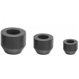 TOPE DE PROTECCIÓN. PLÁSTICO O ELASTÓMERO. CILÍNDRICO. TALADRO AXIAL PASANTE. BASE TRONCOCÓNICA. NEGRO