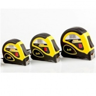 FLEXÓMETRO BI-MATERIAL. CINTA METÁLICA. NEGRO/AMARILLO. LONGITUD 3M. RETRÁCTIL