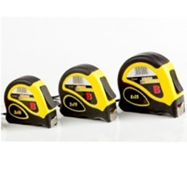 FLEXÓMETRO BI-MATERIAL. CINTA METÁLICA. NEGRO/AMARILLO. LONGITUD 3M. RETRÁCTIL