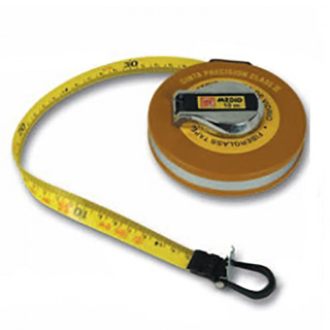 CINTA MÉTRICA FLEXIBLE FIBRA 1360/50MS. MILIMETRADA. ESTUCHE METÁLICO. CLASE II
