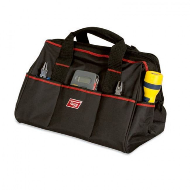 BOLSA PORTAHERRAMIENTAS BN-1. POLIÉSTER 600D. NEGRO - ROJO. 345 X 220 X 225 MM - TAYG