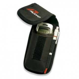 FUNDA PORTA TELÉFONO PLA539T. TEJIDO SINTÉTICO. CIERRE POR VELCRO. NEGRO. SOLAPA SUPERIOR ABATIBLE
