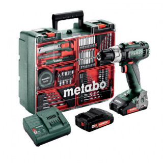 TALADRO PERCUSION METABO SB 18 L 2x2Ah 18V CON ESCOBILLAS + 79 ACCESORIOS