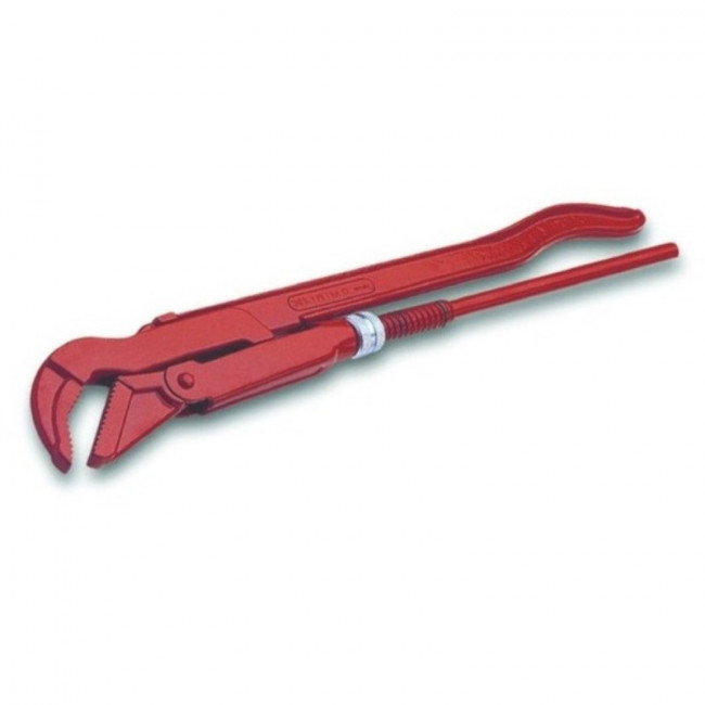 LLAVE DE TUBO AJUSTABLE. TIPO STILLSON. CUERPO METÁLICO. PINTADO EN ROJO. MORDAZAS REGULABLES