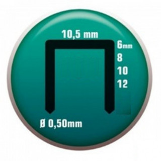 GRAPA MANUAL MODELO. PLÁSTICO ADHESIVO. IDENTIFICACIÓN MEDIDA. 4 MM. VERDE TURQUESA. LARGO 6 MM. MARCA CLAVEX