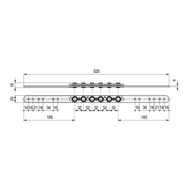 ARTICULACION PLANA LARGA 525mm 6-NUDOS