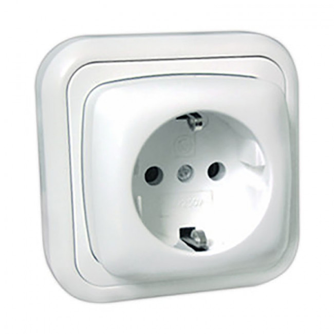 BASE DE ENCHUFE SCHUKO TT EMPOTRABLE. PLÁSTICO. BLANCO