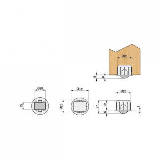 BASE FIJA EMBUTIR CASSONE A-6 A/POLIAM. Ø20 2