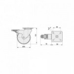 RUEDA GIRATORIA IRONY ARO DE GOMA Ø75 H101 PLÁSTICO CON FRENO