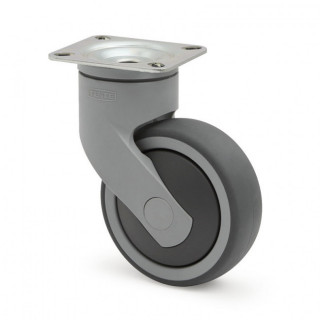 RUEDA GIRATORIA LEVINA Ø100 PLÁSTICO 77x67 ARO DE GOMA SIN FRENO ARO DE GOMA TENTEPRENE. N/POLIPROP. ANTIHILO. 2