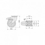 RUEDA GIRATORIA LEVINA Ø100 PLÁSTICO 77x67 ARO DE GOMA CON FRENO ARO DE GOMA TENTEPRENE. N/POLIPROP. ANTIHILO.