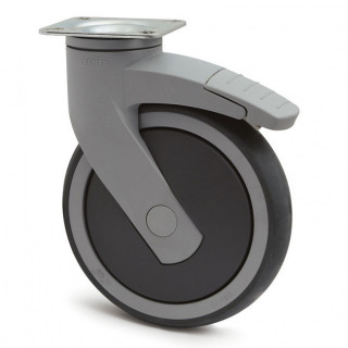 RUEDA GIRATORIA LEVINA Ø150 PLÁSTICO 77x67 ARO DE GOMA CON FRENO  ARO DE GOMA TENTEPRENE. N/POLIPROP. ANTIHILO. 2